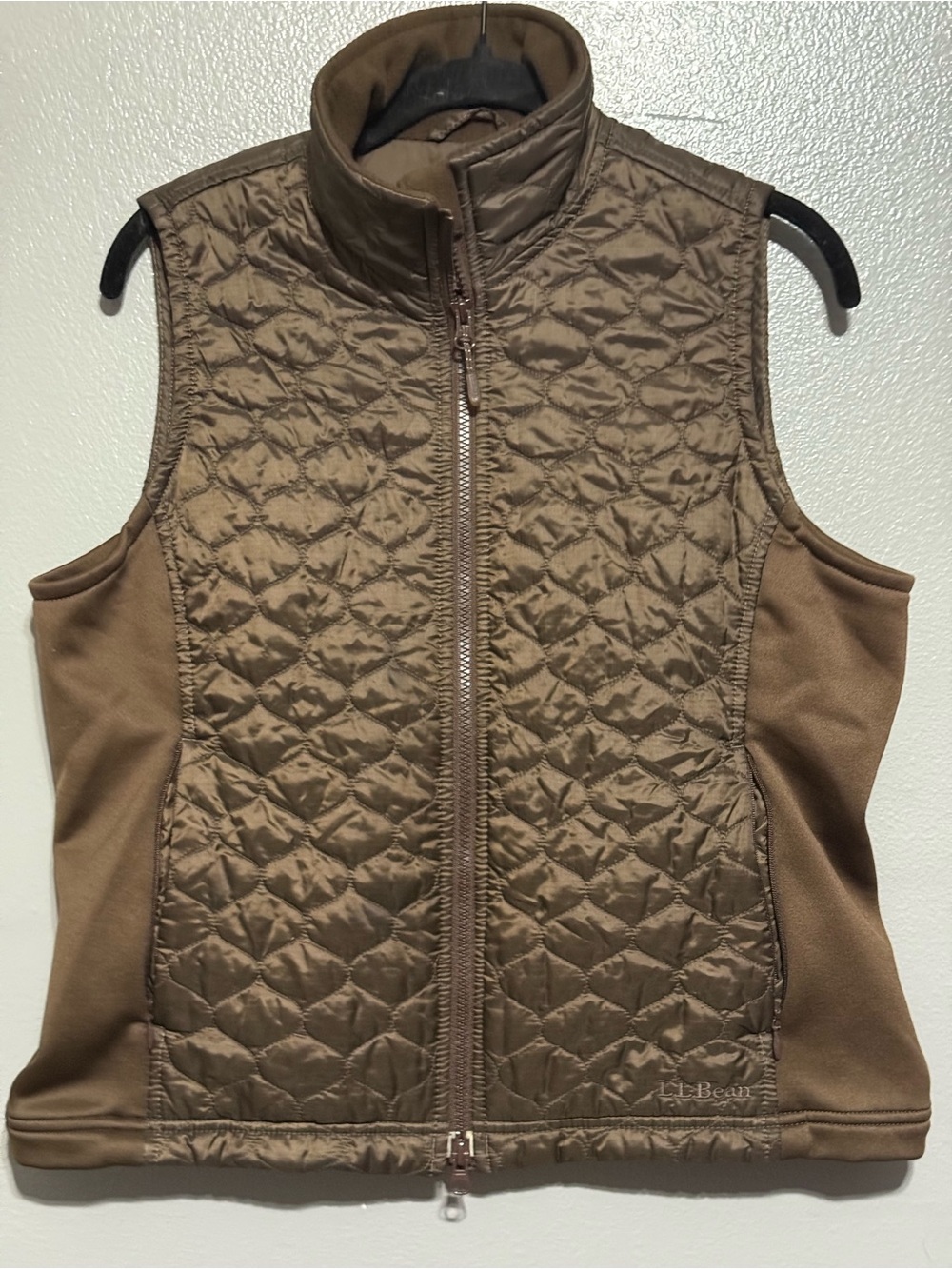 L.L. Bean Quilted Brown Women's Vest with Stretch Panels